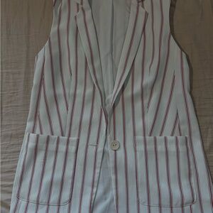Express White and Red Striped Vest